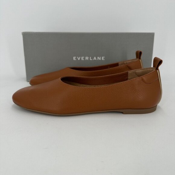 Everlane The Italian Leather Day Glove Flats in Toasted Almond 6 Women's NIB - Picture 4 of 6